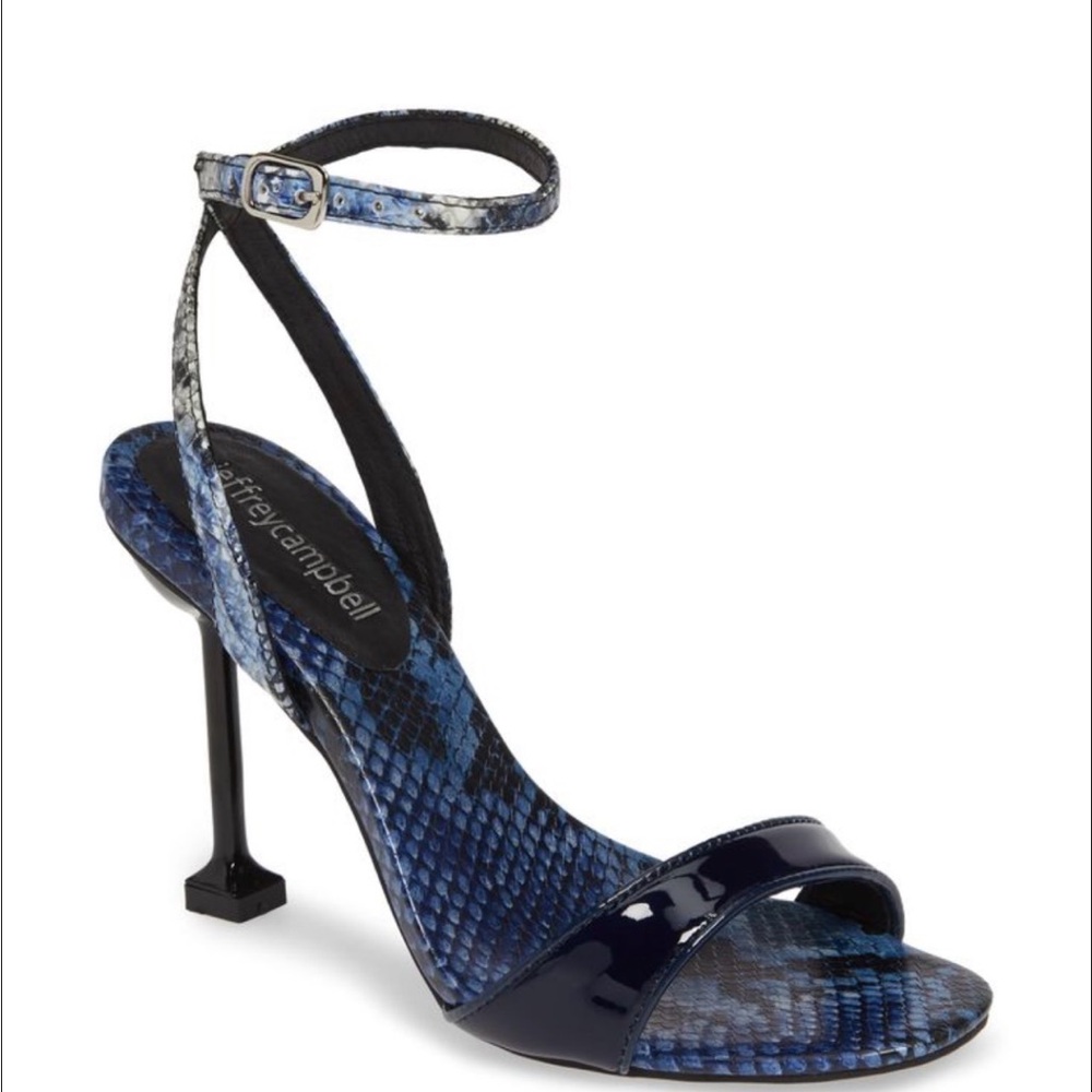 Jeffrey Campbell Navy and Black Snakeskin Heels